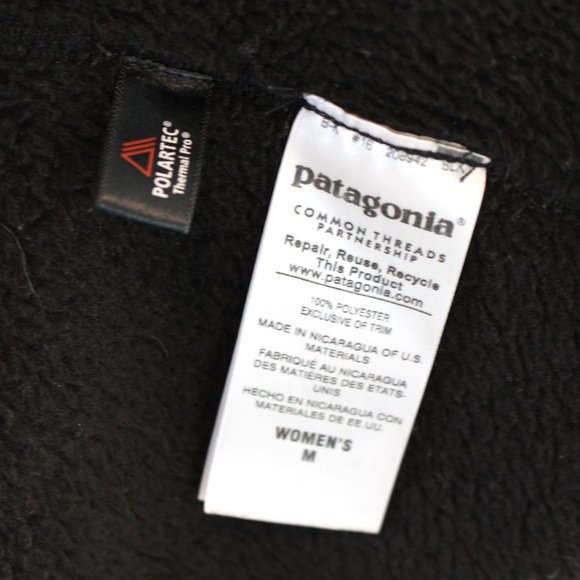Patagonia Re-Tool Quarter Snap Neckline Black Fleece Pullover Jacket M Logo Top - Picture 8 of 8